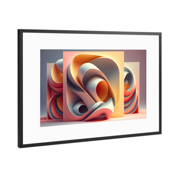 Poster mit Rahmen Schwarz (Metallic) "Pastell-Würfel Gemälde" artboxONE - Abstrakt,Geometrie