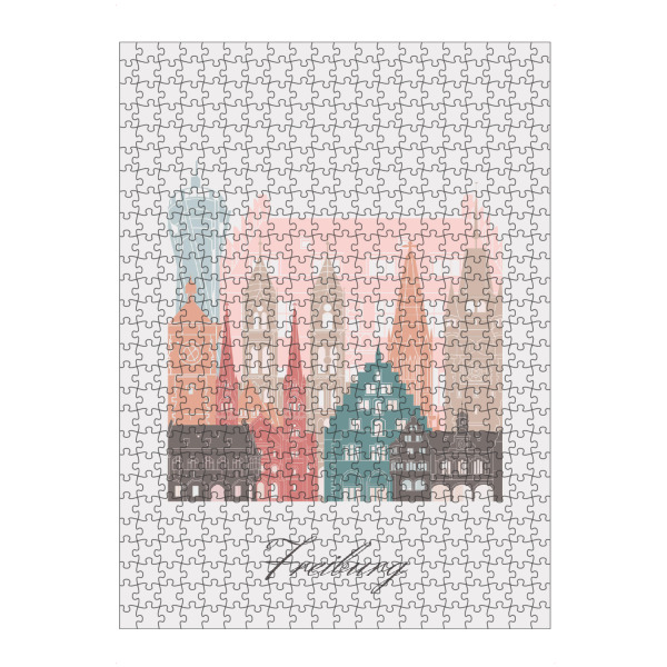 artboxONE Puzzle "Freiburger Skyline im Pastellstil" artboxONE - Städte,Reise,Architektur,Kartografie