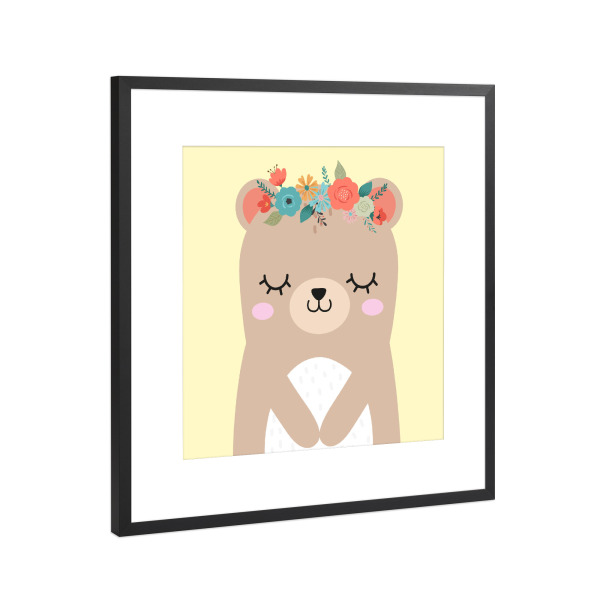 Poster mit Rahmen Schwarz (Metallic) "KIDS art Bär FRIDA" artboxONE - Für Kinder,Tiere
