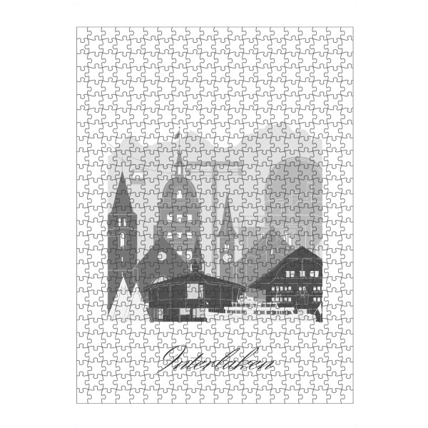Puzzle Ravensburger "Skyline von Interlaken sw" artboxONE - Städte,Reise,Architektur,Kartografie