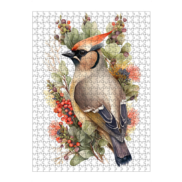 artboxONE Puzzle "Zedernseidenschwanz mit Blumen" artboxONE - Tiere