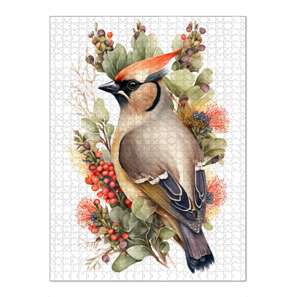Puzzle Ravensburger "Zedernseidenschwanz mit Blumen" artboxONE - Tiere