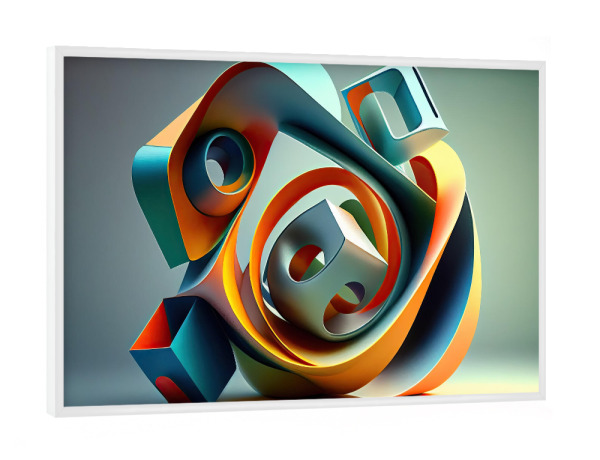 Poster mit weißem Rahmen "Gemälde von verdrehten Formen" artboxONE - Abstrakt,Geometrie