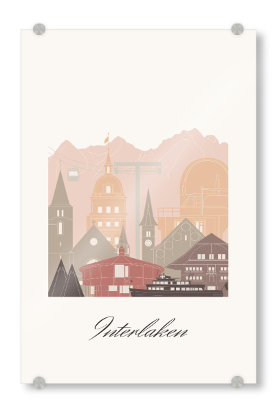 Acrylglasbild "Interlaken Skyline Terrakotta" artboxONE - Städte,Reise,Architektur,Kartografie