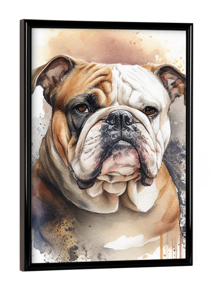 Poster mit schwarzem Rahmen "Bulldoggen-Aquarell" artboxONE - Tiere
