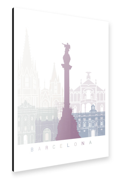Alu-Dibond "BARCELONA-SKYLINE-PASTELL" 30x20 cm artboxONE
