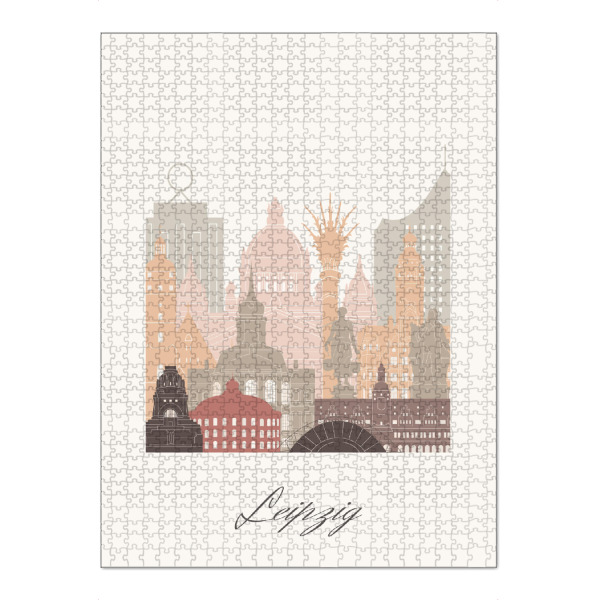 Puzzle Ravensburger "Leipziger Skyline-Terrakotta-Stil" artboxONE - Städte,Reise,Architektur,Kartografie
