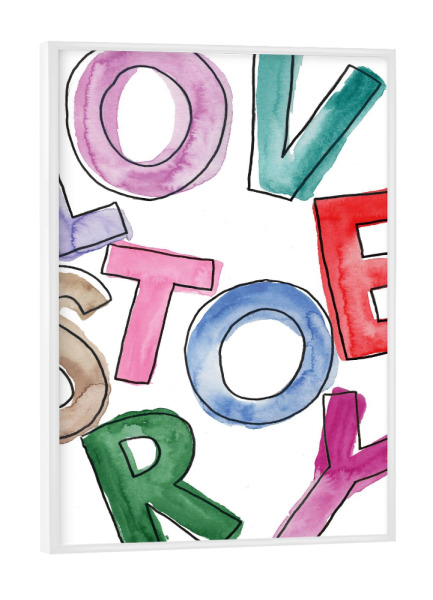 Poster mit weißem Rahmen "LOVESTORY Wasserfarbe" artboxONE - Typografie