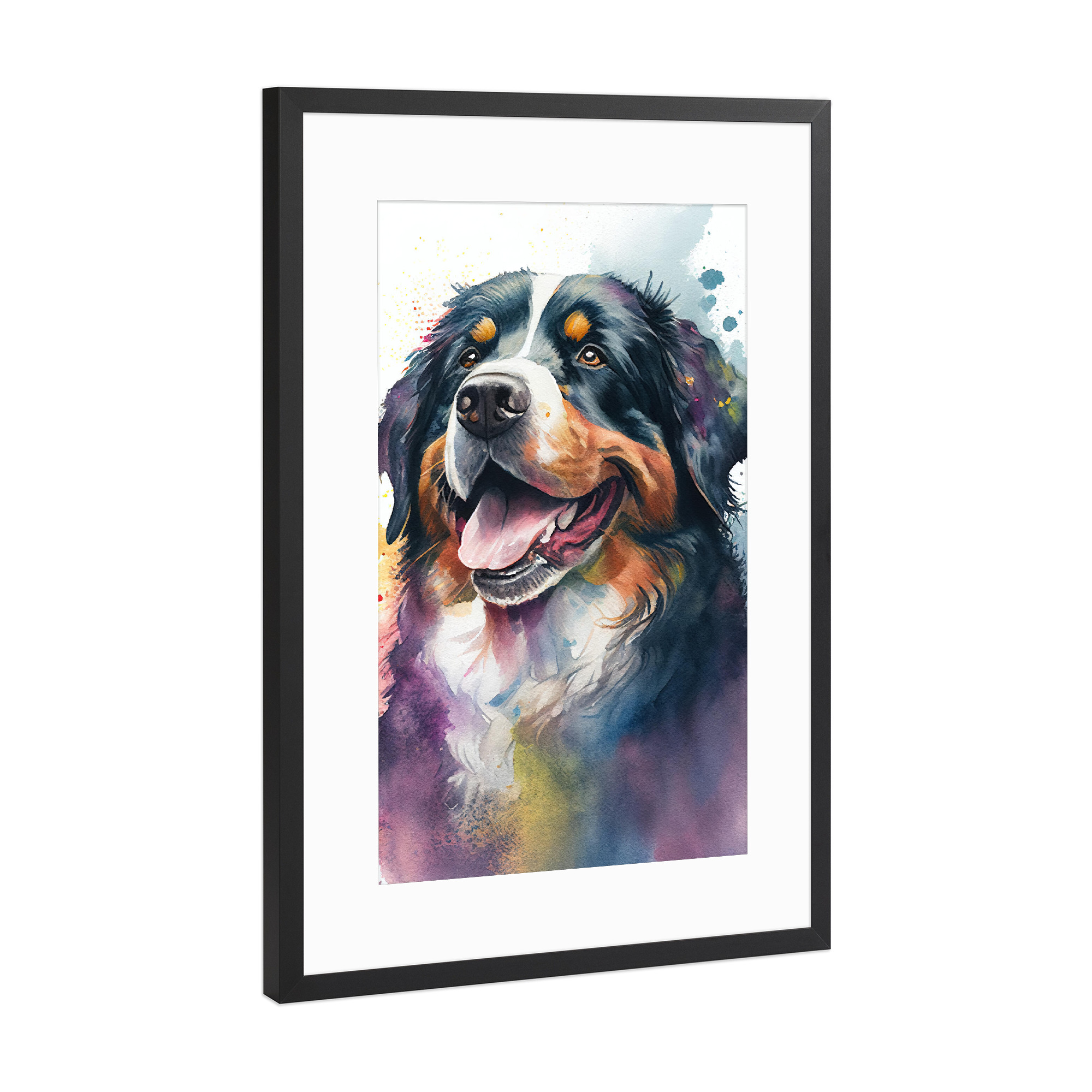 Poster mit Rahmen Schwarz (Metallic) "Berner Sennenhund" artboxONE - Tiere