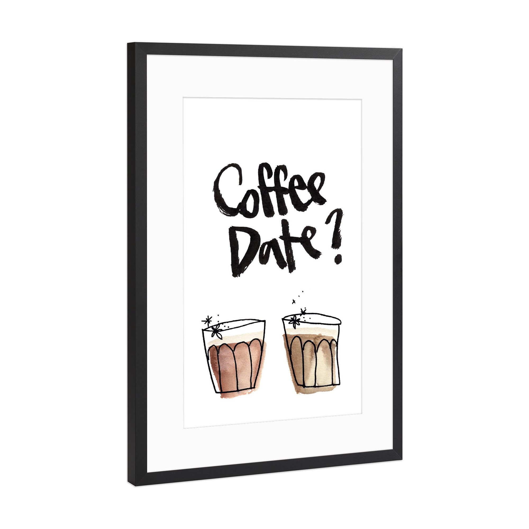 Poster mit Rahmen Schwarz (Metallic) "Coffee Date" artboxONE - Typografie,Essen & Trinken / Obst & Gemüse