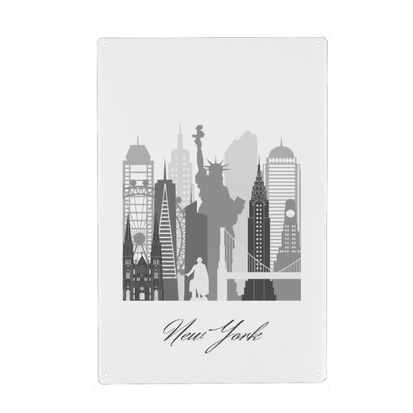 Holzbild "New Yorker Skyline SW Stil" artboxONE - Städte,Städte / New York,Reise,Architektur,Kartografie