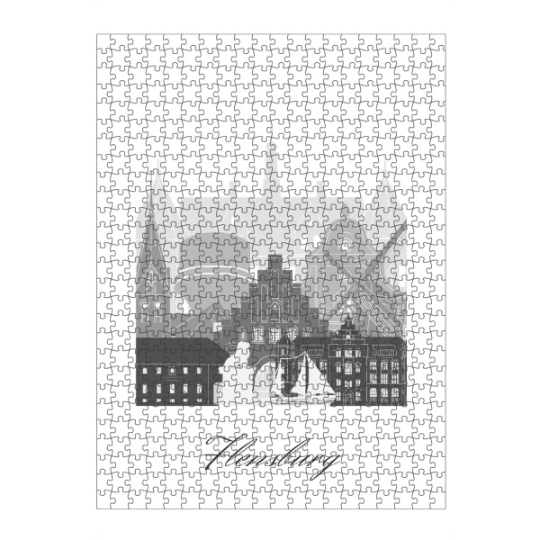 artboxONE Puzzle "Flensburger Skyline schwarz weiß" artboxONE - Städte,Reise,Architektur,Kartografie
