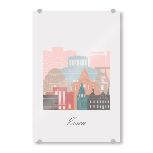Essener Skyline Pastellstil