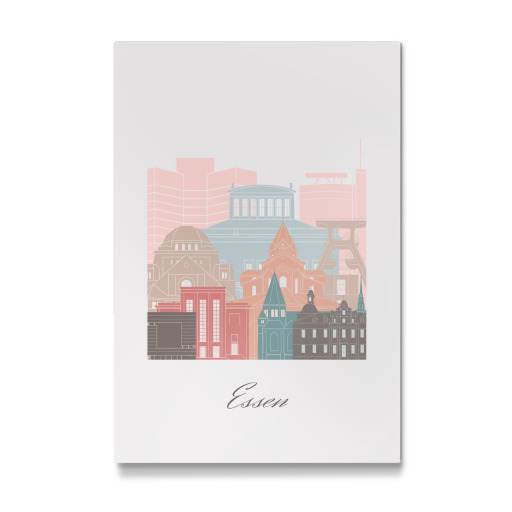 Essener Skyline Pastellstil