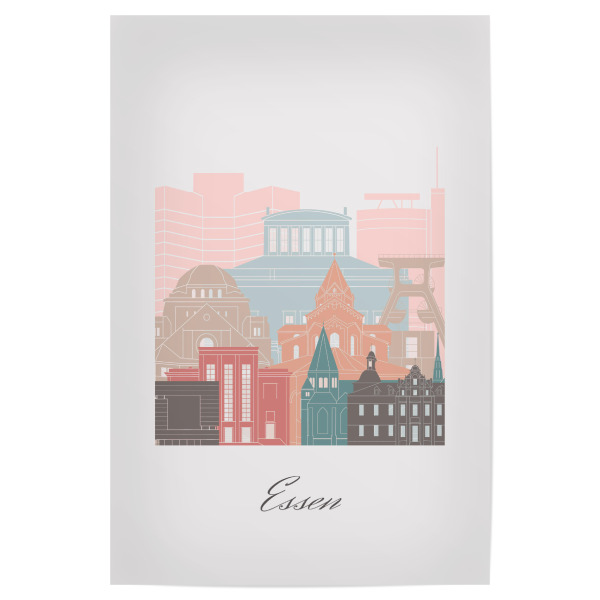 Poster 30x20 cm "Essener Skyline Pastellstil" artboxONE - Städte,Reise,Architektur,Kartografie