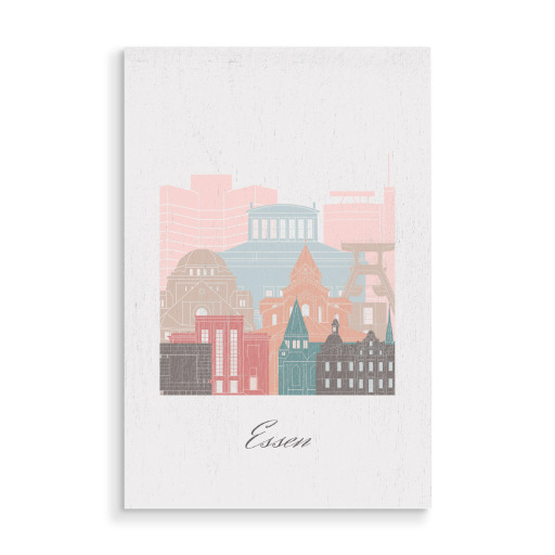 Essener Skyline Pastellstil