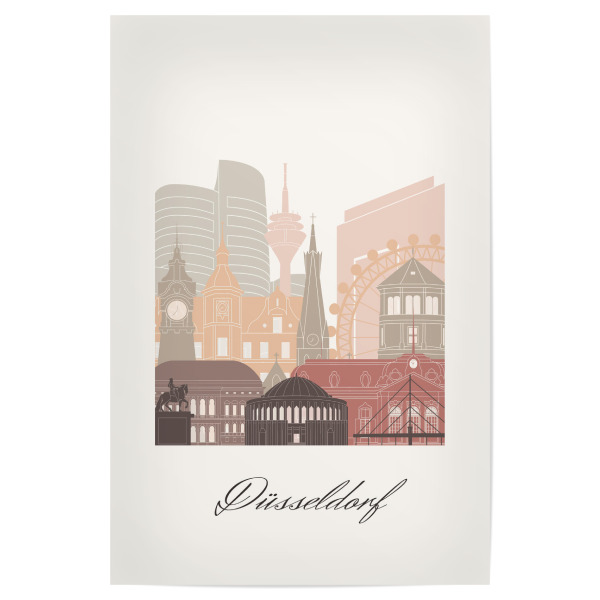 Poster "Düsseldorf Skyline Terrakotta" artboxONE - Städte,Reise,Architektur,Städte / Düsseldorf,Kartografie