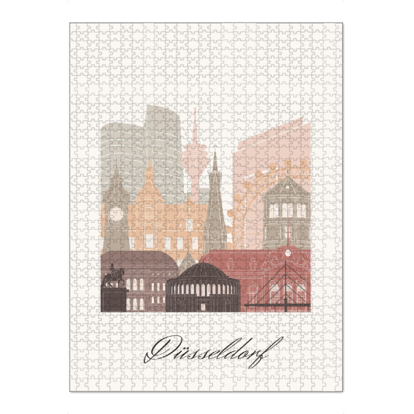 Puzzle Ravensburger "Düsseldorf Skyline Terrakotta" artboxONE - Städte,Reise,Architektur,Städte / Düsseldorf,Kartografie