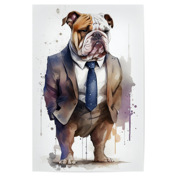 Poster 30x20 cm "Bulldogge mit Anzug und Krawatte" artboxONE - Natur,Lustig