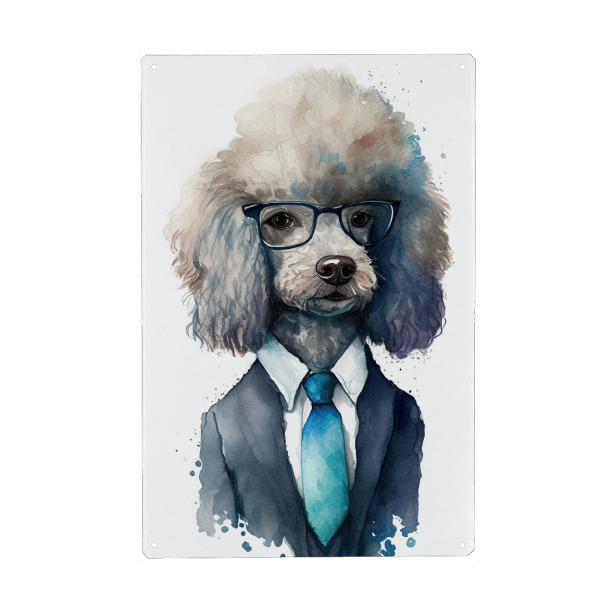 Holzbild "Pudel mit Anzug und Krawatte" artboxONE - Tiere,Lustig