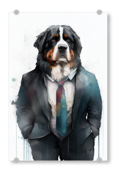 Acrylglasbild "Business Berner Sennenhund" artboxONE - Tiere,Lustig