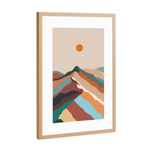 Poster mit Rahmen Kupfer "Berge abstrakt" artboxONE - Natur,Abstrakt - Berge,Berge,Berglandschaft,Berg,Berg,Abstrakt,Abstrakt,Farben,Bunt,Farbig