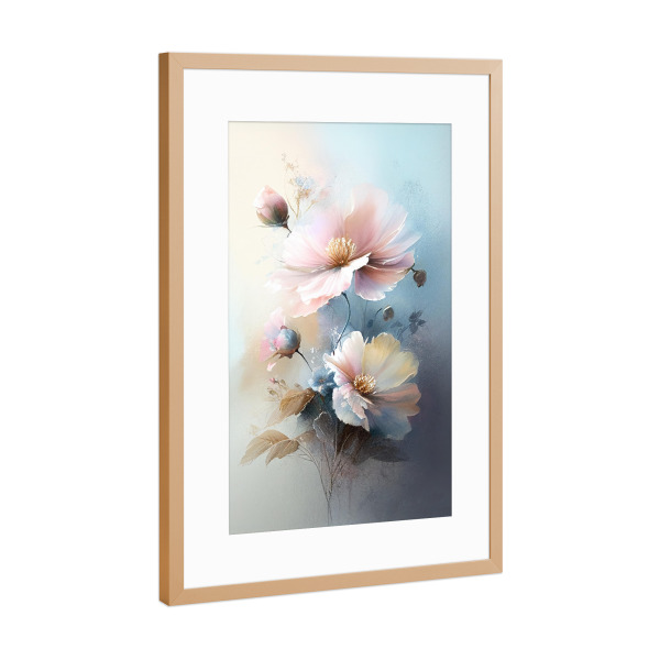 Poster mit Rahmen Kupfer "Weiche Blumenzeichnung" artboxONE - Natur,Floral