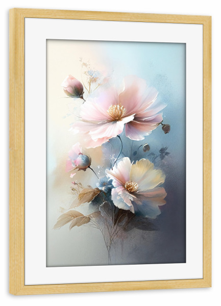 Poster mit Rahmen kiefer "Weiche Blumenzeichnung" artboxONE - Natur,Floral