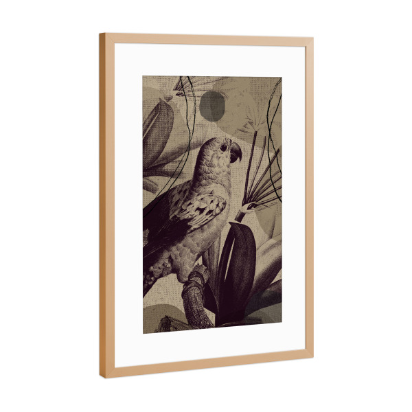 Poster mit Rahmen Kupfer "Linen collection - bird in jungle" artboxONE - Tiere,Abstrakt