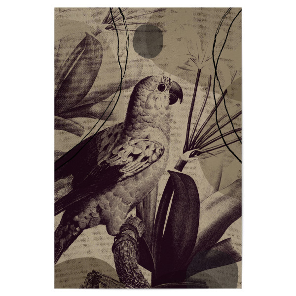 Poster "Linen collection - bird in jungle" artboxONE - Tiere,Abstrakt - Japandi,Modern,Art,Ibiza,Einrichtung,Abstrakt,Kunst,Tier,Vogel