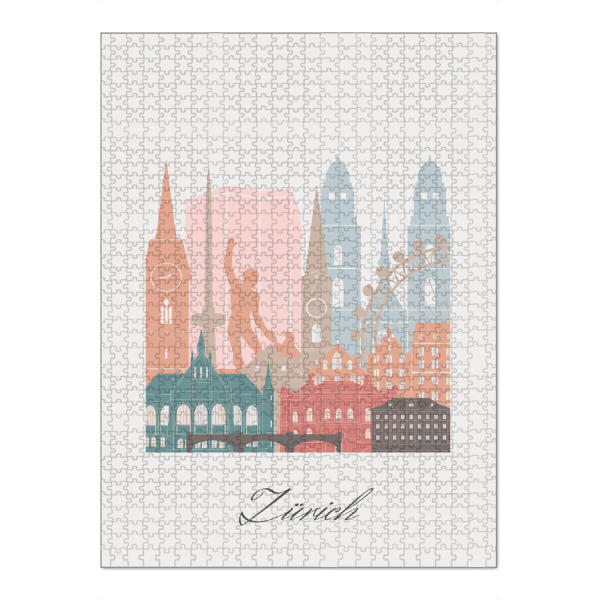 Puzzle Ravensburger "Zürcher Skyline im Pastellstil" artboxONE - Städte,Reise,Architektur,Städte / Zürich,Kartografie
