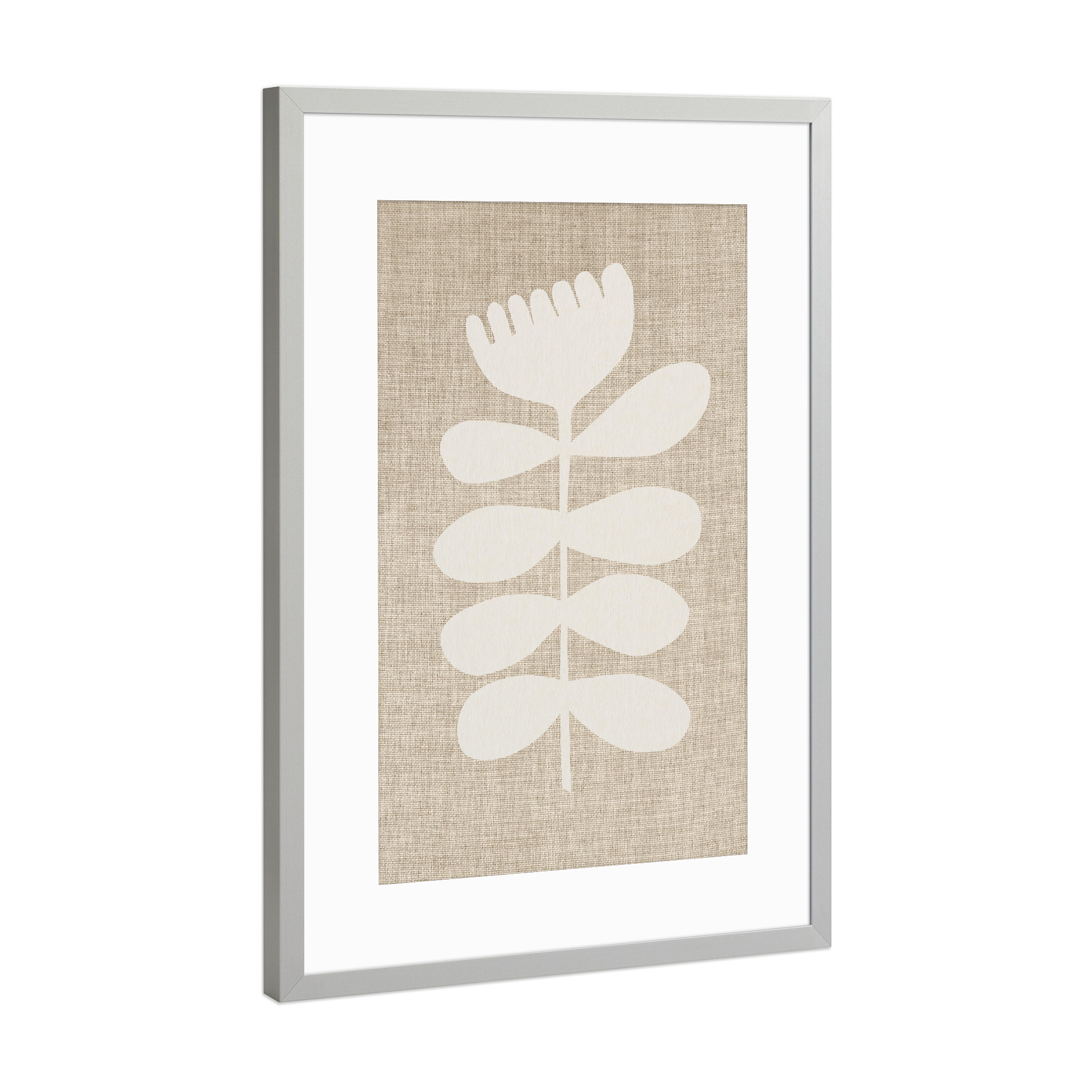 Poster mit Rahmen Silber "Linen collection - Flower white" artboxONE - Abstrakt