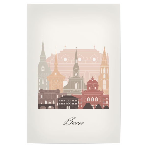 Poster 30x20 cm "Berner Skyline im Terrakotta-Stil" artboxONE - Städte,Reise,Architektur,Kartografie