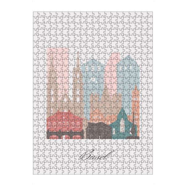 Puzzle Ravensburger "Basler Skyline im Pastellstil" artboxONE - Städte,Reise,Architektur,Kartografie