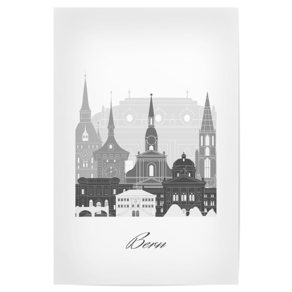 Poster "Berner Skyline sw Stil" artboxONE - Städte,Reise,Architektur,Kartografie