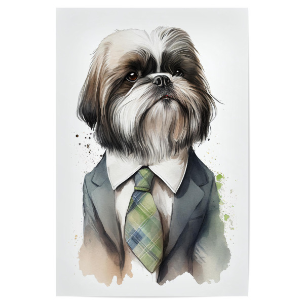 Poster 30x20 cm "Geschäftshund Shih Tzu" artboxONE - Tiere,Lustig