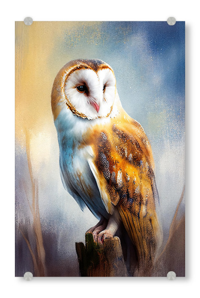 Acrylglasbild "Malerei der Schleiereule" artboxONE - Tiere - Kunst,Schleiereule,Schöne,Vogel,Leinwand,Zeichnung,Natur,Eule,Farbe,Malerei,Aquarell