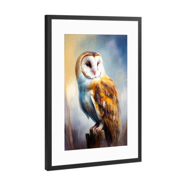 Poster mit Rahmen Schwarz (Metallic) "Malerei der Schleiereule" artboxONE - Tiere