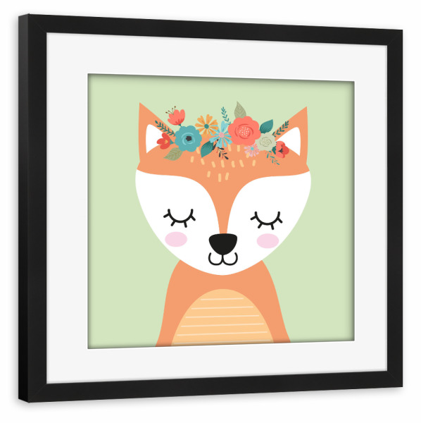 Poster mit Rahmen schwarz "KIDS art Fuchs FRIDA" artboxONE - Für Kinder,Tiere - Kinderzimmer,Babyzimmer,Junge,Mädchen,Tiere,Wandbilder,Deko,Baby,Frida