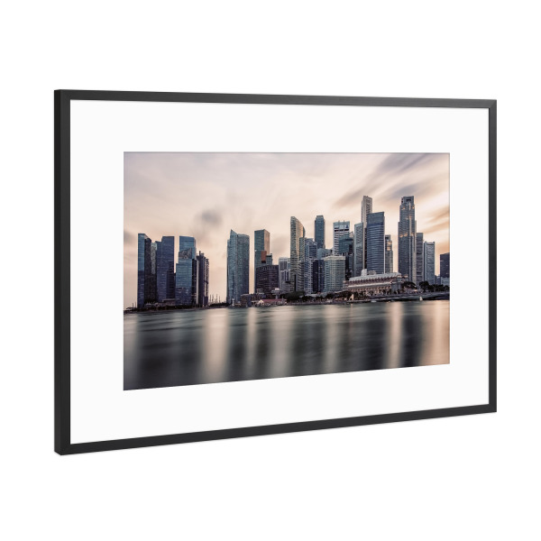 Poster mit Rahmen Schwarz (Metallic) "Abend in Singapur" artboxONE - Städte,Reise,Architektur,Reise / Asien,Städte / Singapur