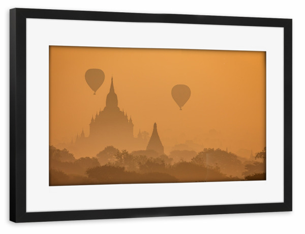 Poster mit Rahmen schwarz "Sonnenaufgang in Bagan" artboxONE - Architektur,Reise / Asien