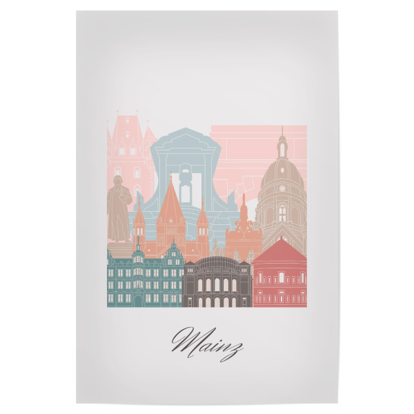 Poster 30x20 cm "Mainzer Skyline im Pastellstil" artboxONE - Städte,Reise,Architektur,Kartografie