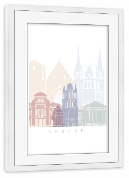 Poster mit Rahmen weiß "ANGERS SKYLINE PASTELL" artboxONE - Städte,Reise