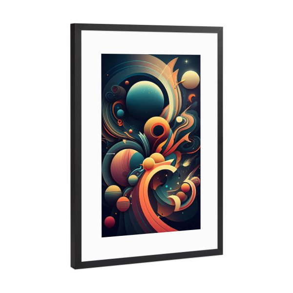 Poster mit Rahmen Schwarz (Metallic) "Bunte abstrakte Kugeln" artboxONE - Abstrakt,Galaxy