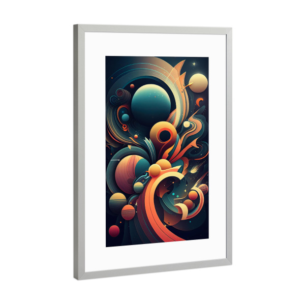 Poster mit Rahmen Silber "Bunte abstrakte Kugeln" artboxONE - Abstrakt,Galaxy