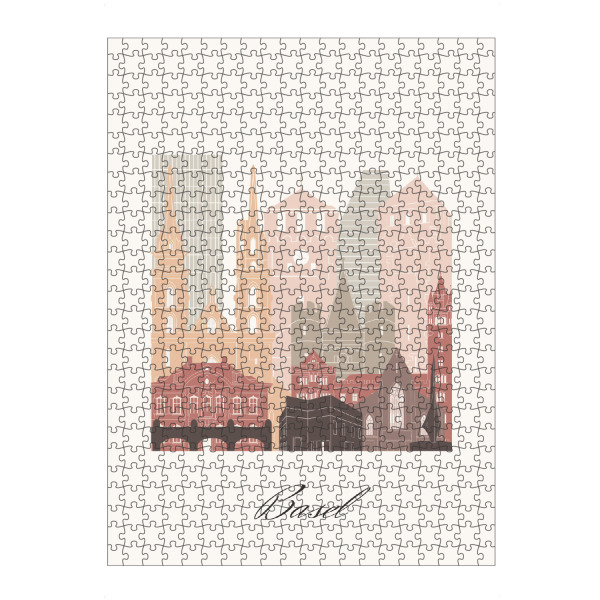 Puzzle Ravensburger "Basler Skyline im Terrakotta-Stil" artboxONE - Städte,Reise,Architektur,Kartografie
