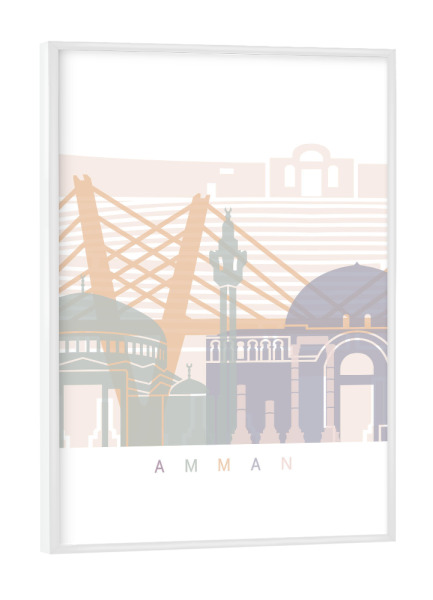 Poster mit weißem Rahmen "AMMAN SKYLINE PASTELL" artboxONE - Städte,Reise