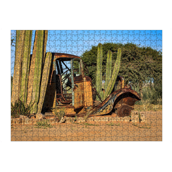 artboxONE Puzzle "Kaktus mit Oldtimer" artboxONE - Floral,Automobile