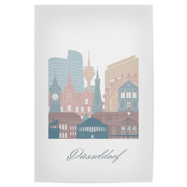Poster "Düsseldorfer Skyline in Erdtönen" artboxONE - Städte,Reise,Architektur,Städte / Düsseldorf,Kartografie
