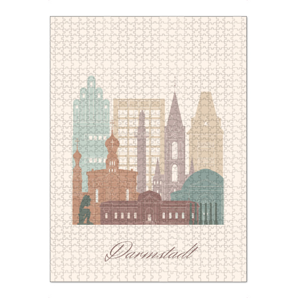 Puzzle Ravensburger "Darmstadt Skyline in Salbeigrün" artboxONE - Städte,Reise,Architektur,Kartografie